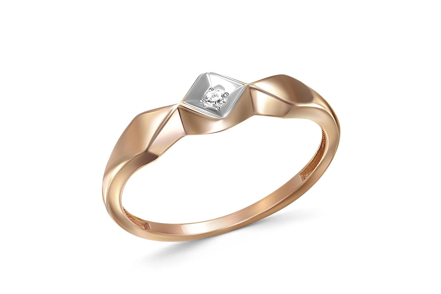 Кольцо из красного золота с бриллиантом