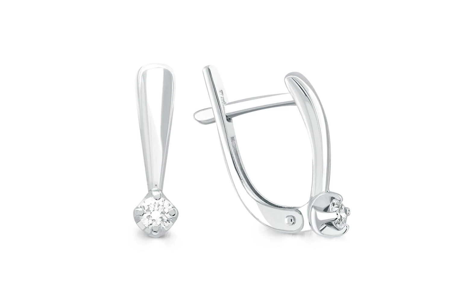 Серьги из белого золота с 2 бриллиантами