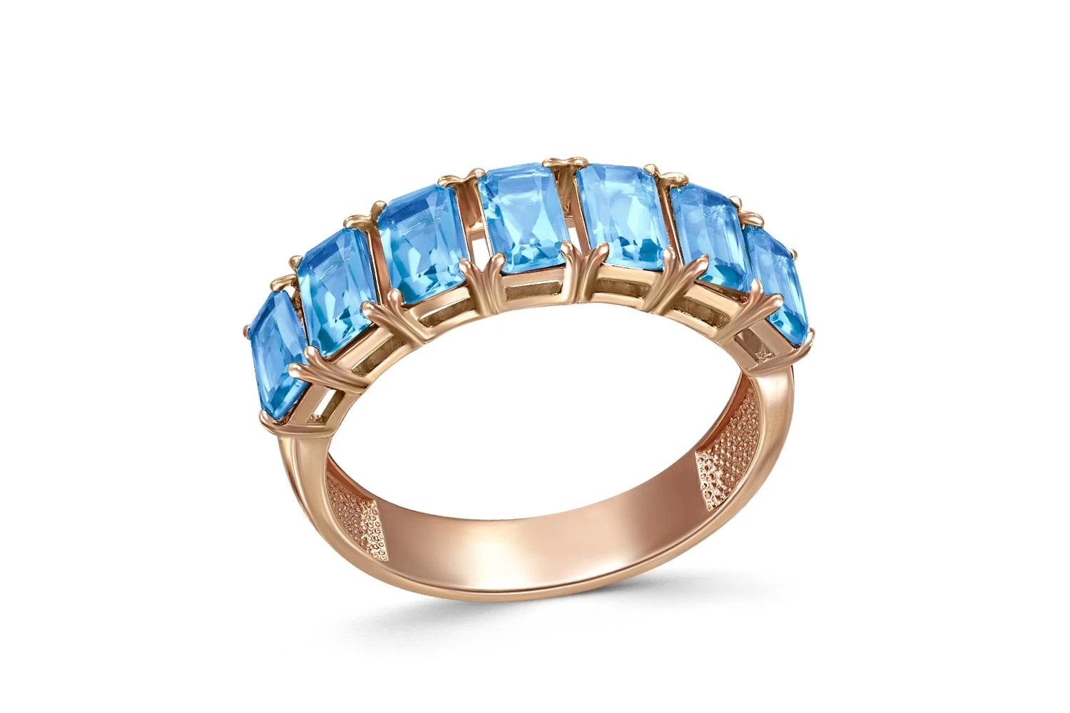 Кольцо Дорожка из красного золота с 7 топазами swiss