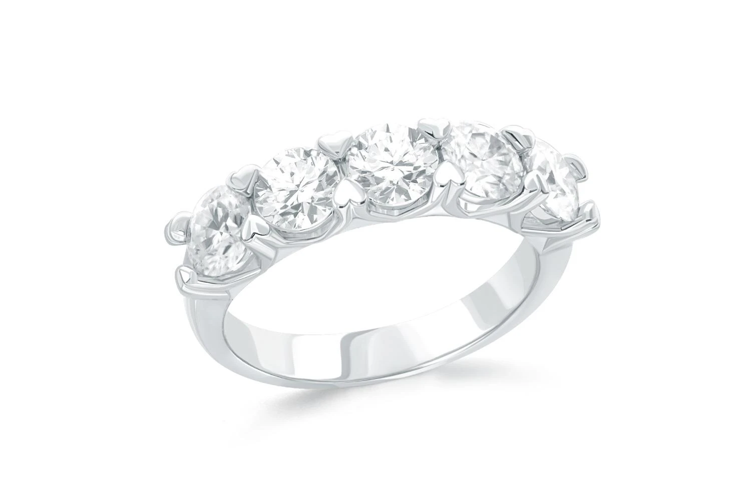 Кольцо Дорожка из белого золота с 5 муассанитами