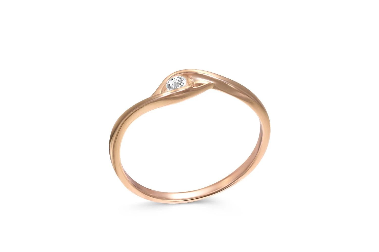 Кольцо из красного золота с бриллиантом