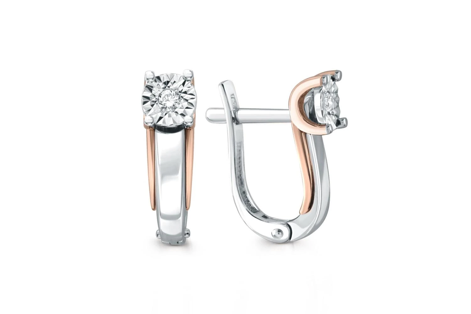 Серьги из белого золота с 2 бриллиантами