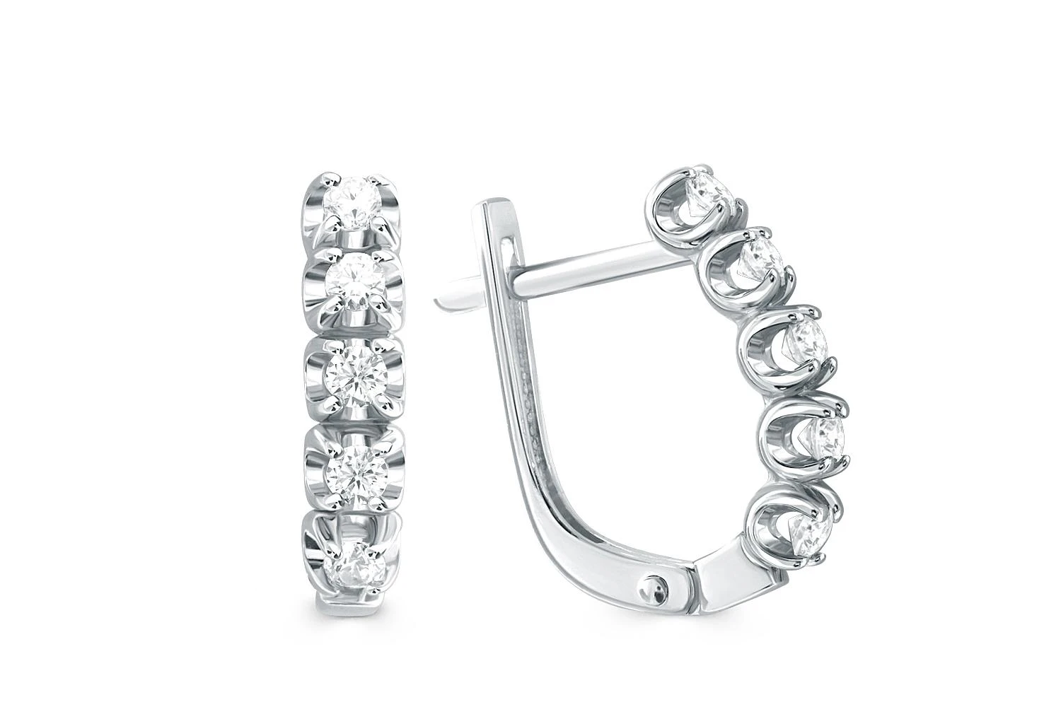 Серьги Дорожки из белого золота с 10 муассанитами