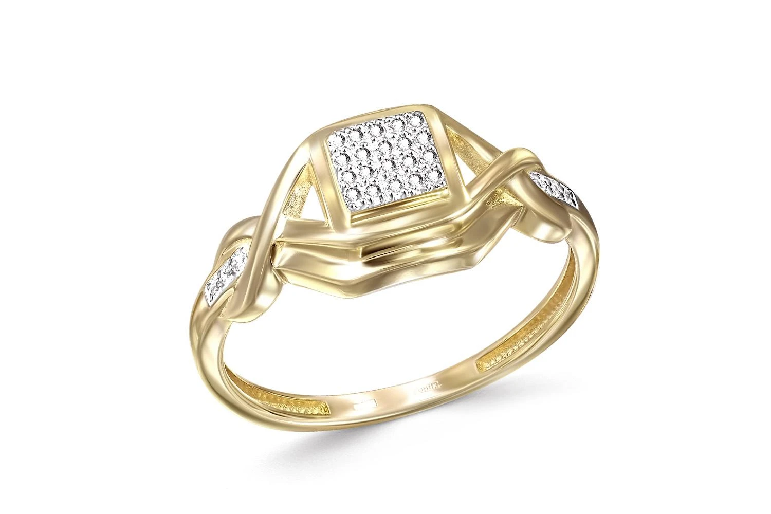 Кольцо из жёлтого золота с 26 фианитами