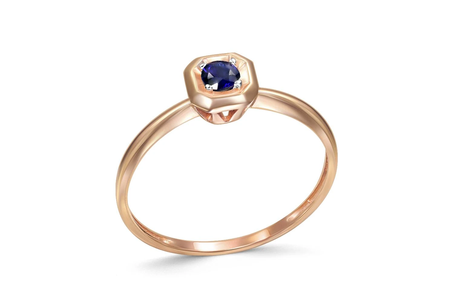 Кольцо из красного золота с сапфиром