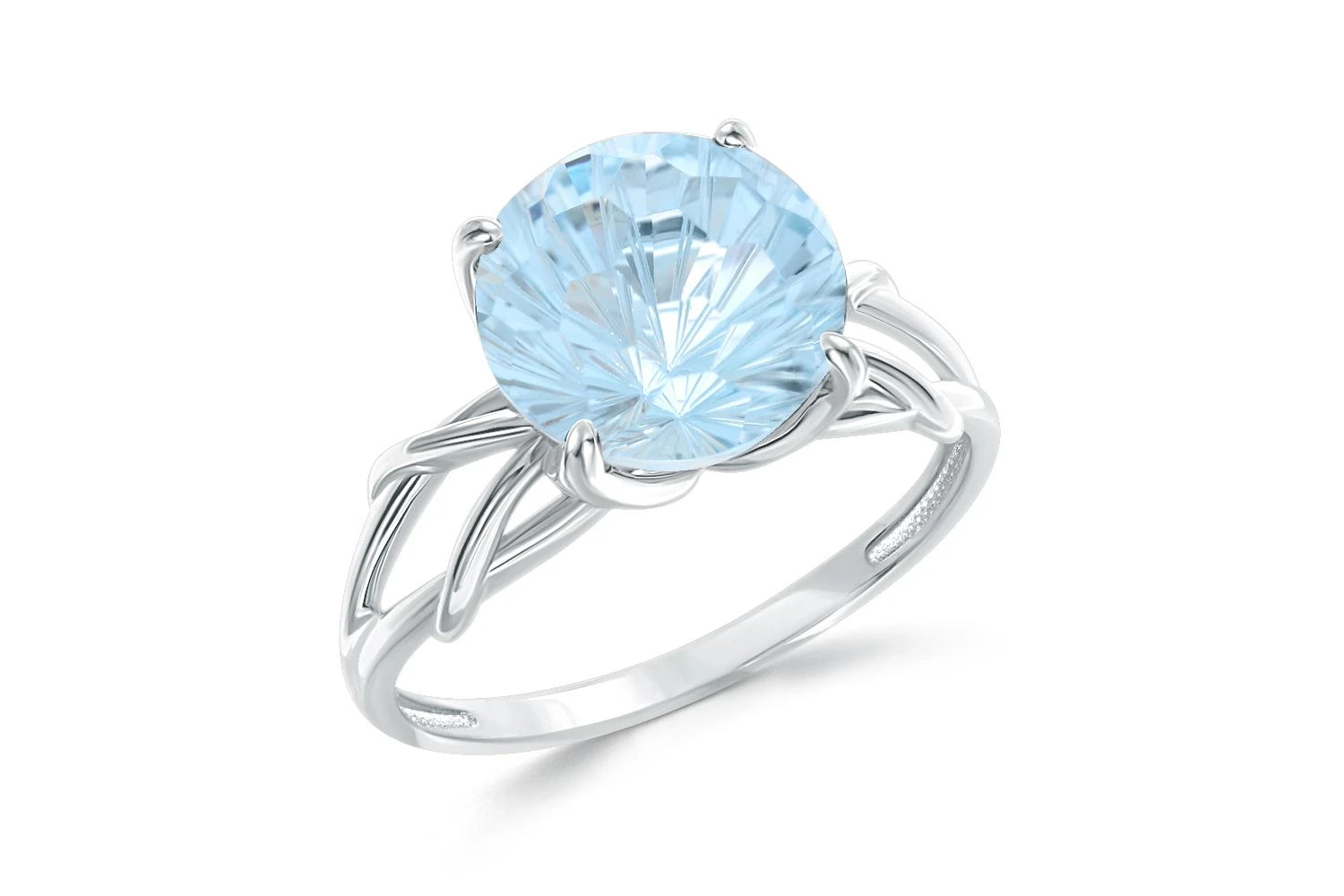 Кольцо из белого золота с топазом sky