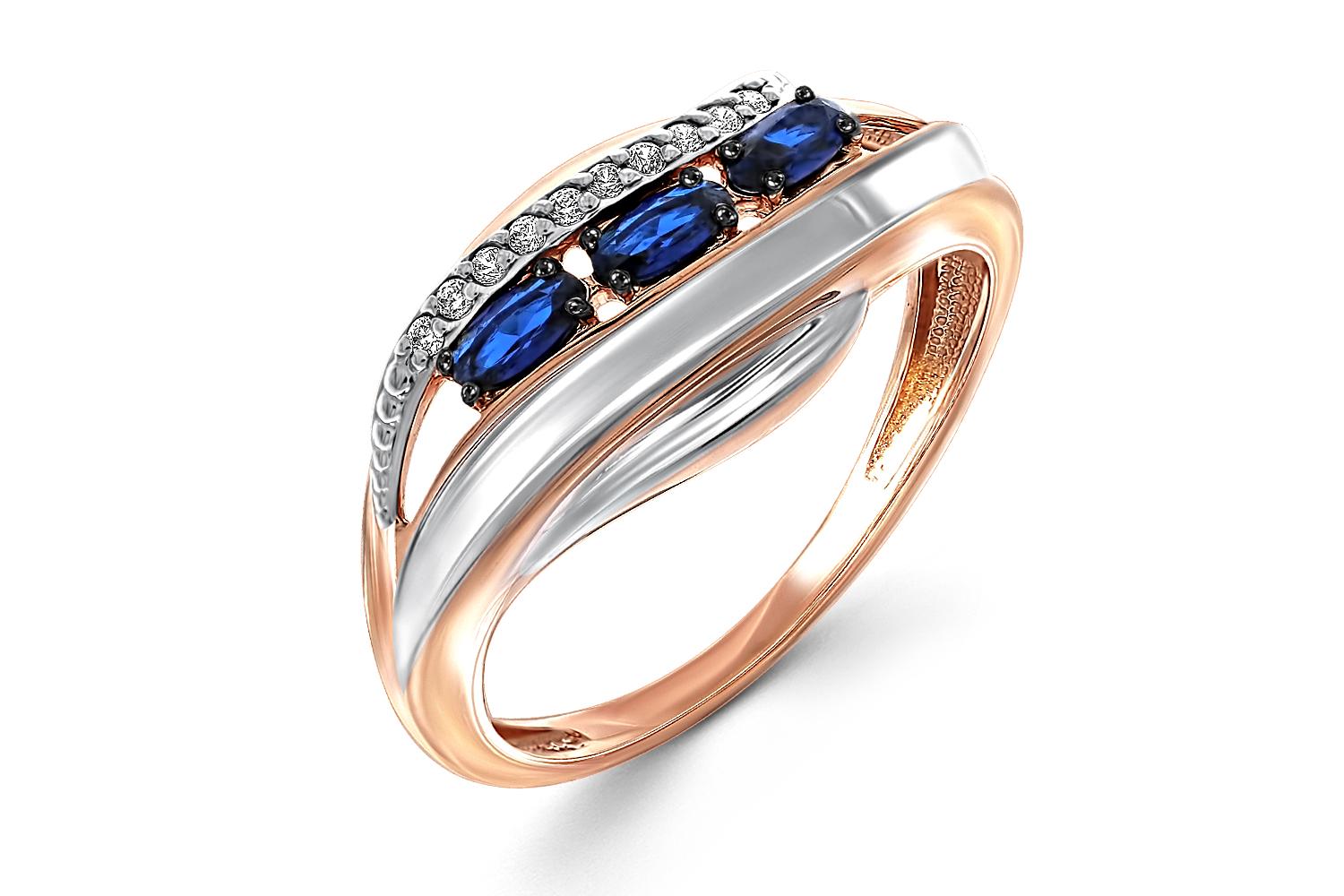 

Кольцо с 13 фианитами из красного золота