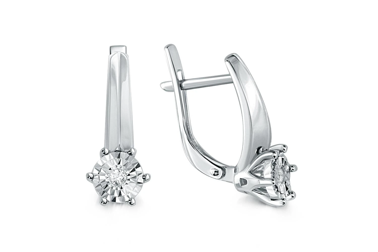 Серьги из белого золота с 2 бриллиантами