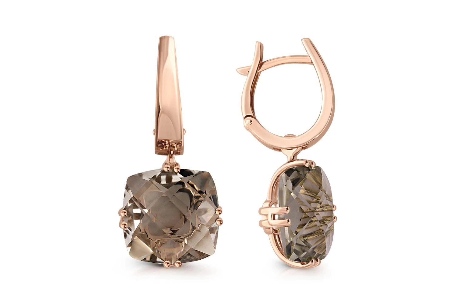 Серьги из красного золота с 2 раухтопазами