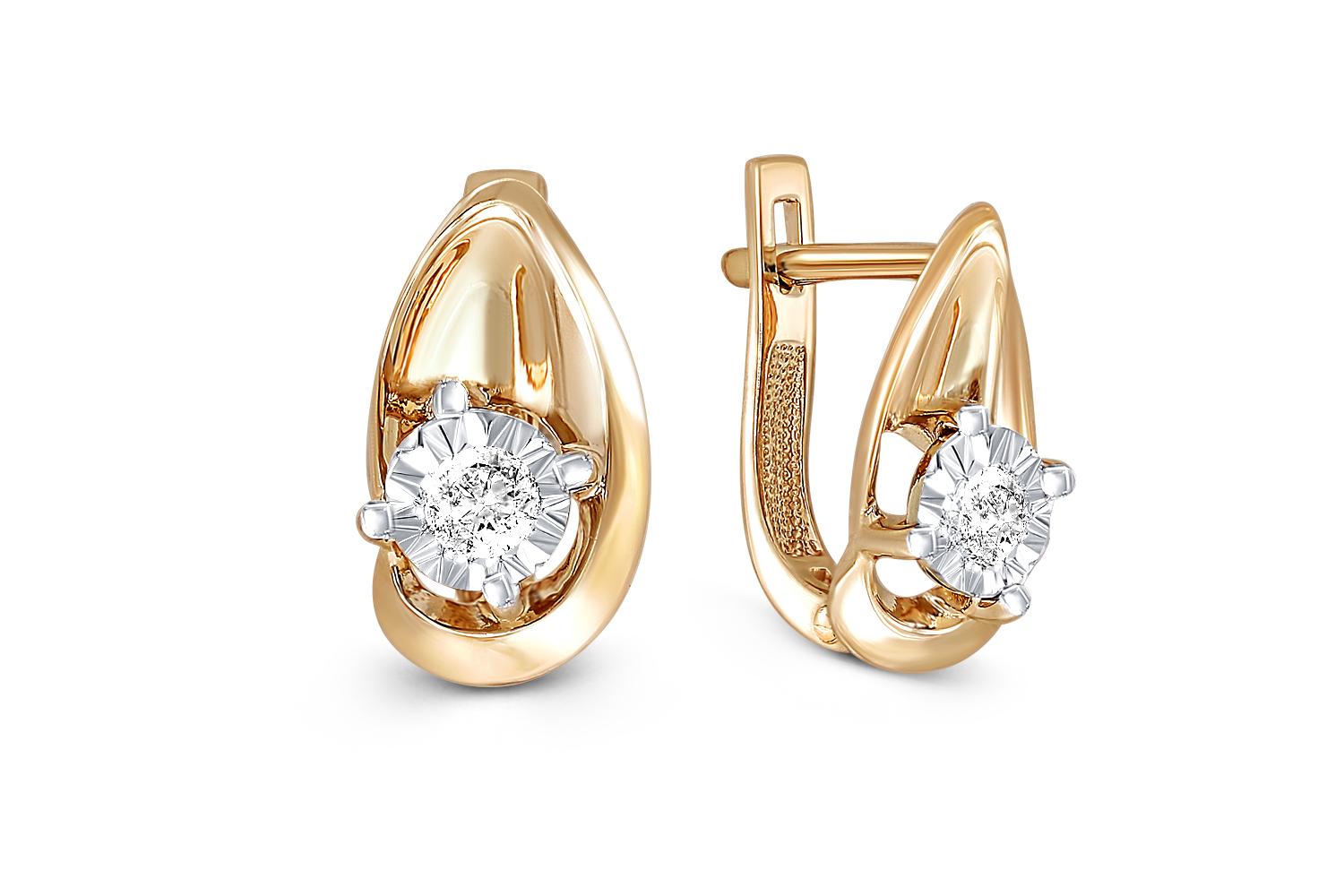 

Серьги с 2 фианитами из комбинированного золота