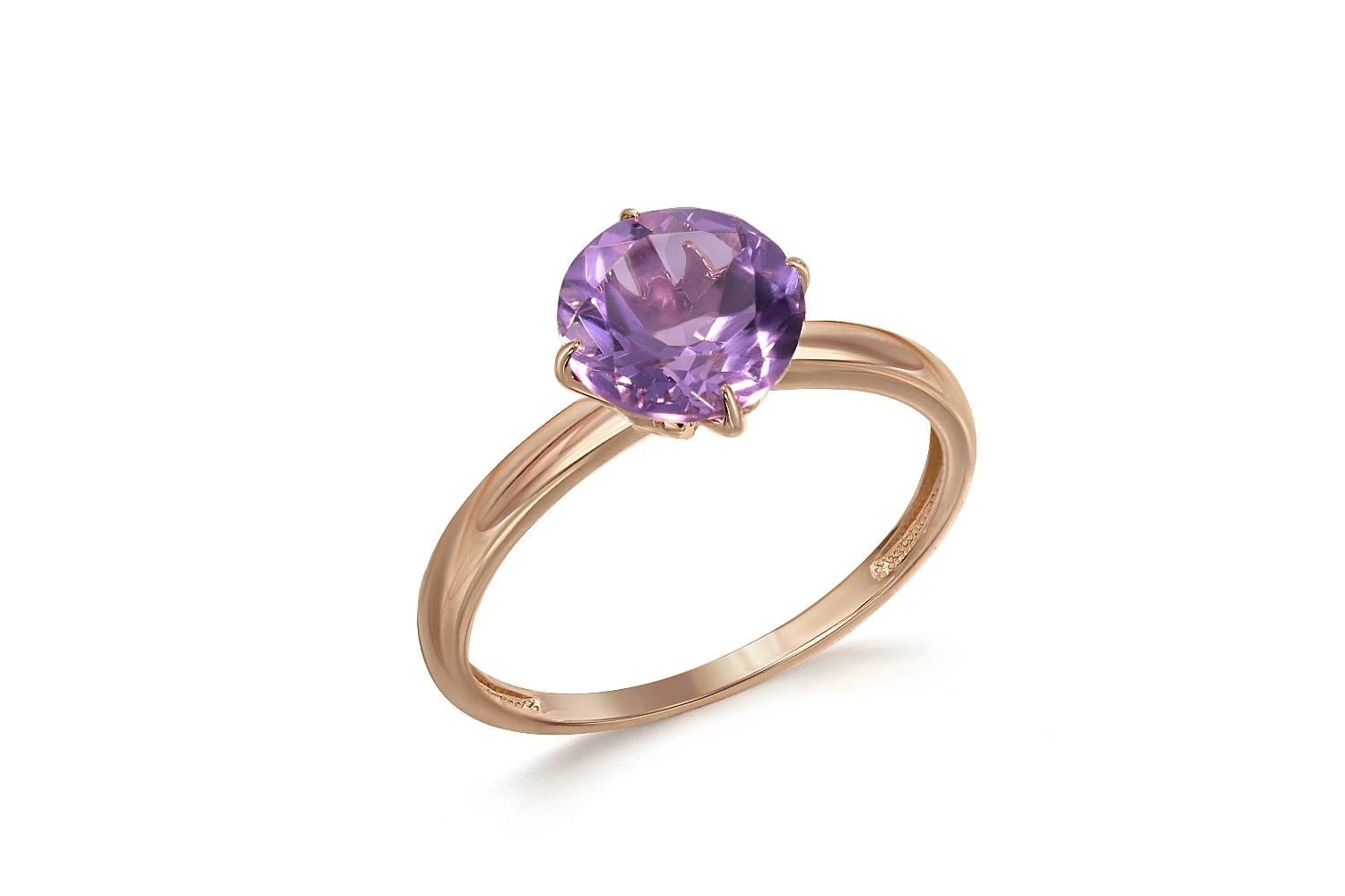 Кольцо из красного золота с аметистом