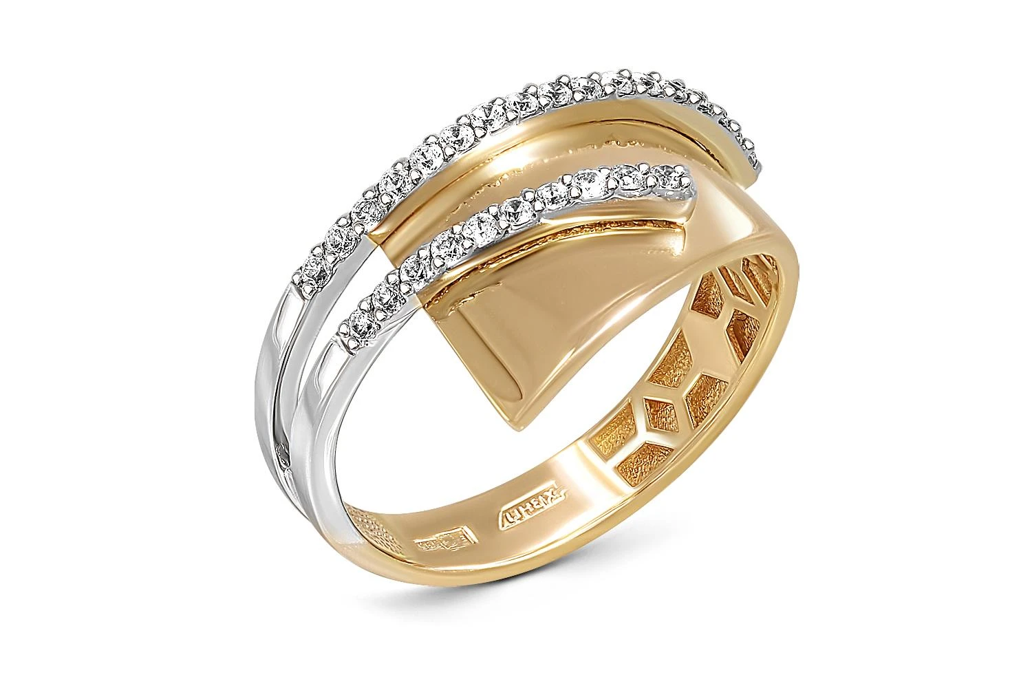 Кольцо Дорожка из жёлтого золота с 27 фианитами