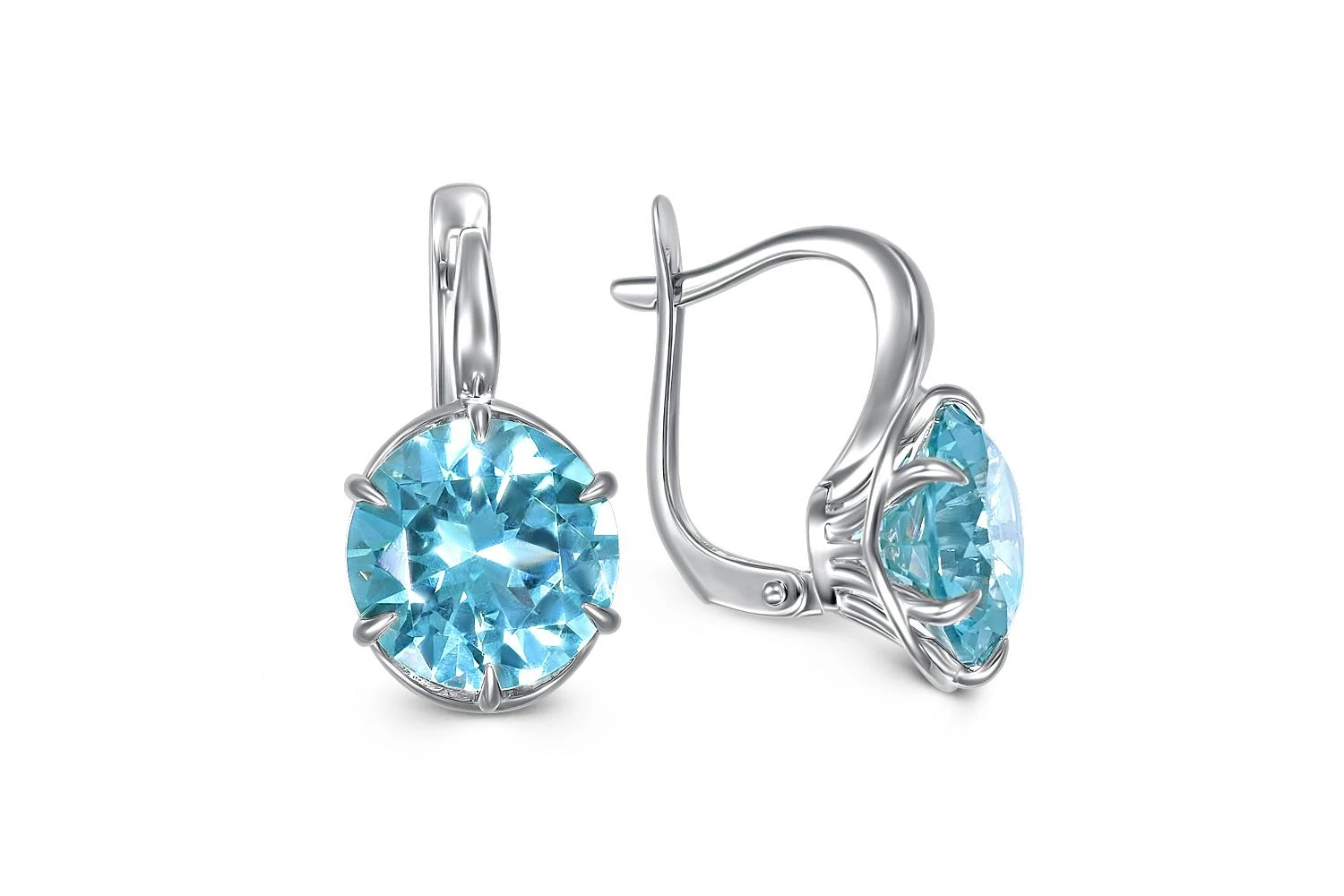 Серьги из белого золота с 2 ситаллами