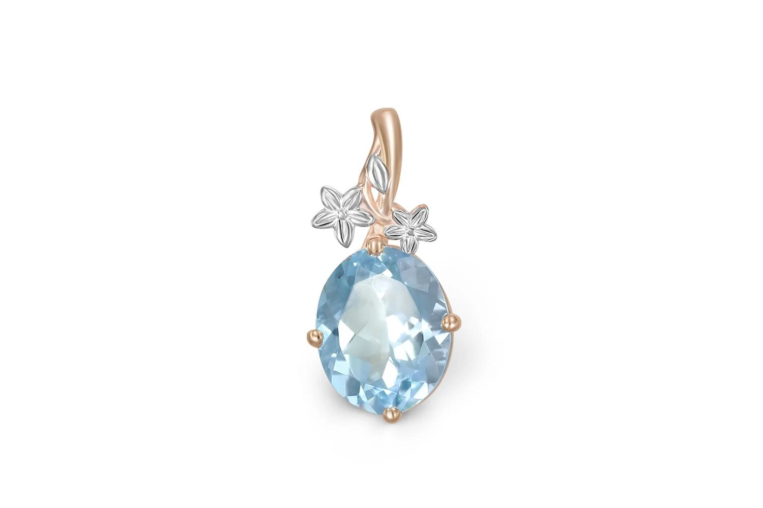 Подвеска Цветок из красного золота с топазом sky