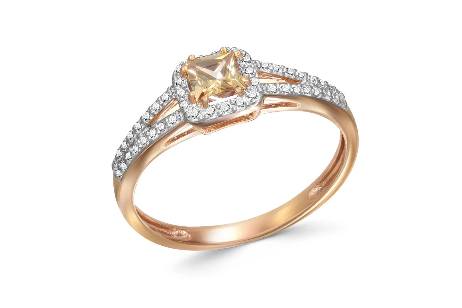 Кольцо из красного золота с 49 фианитами