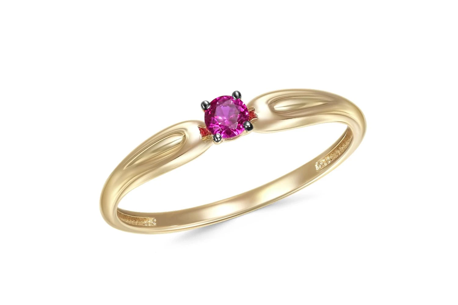 Кольцо из жёлтого золота с корундом