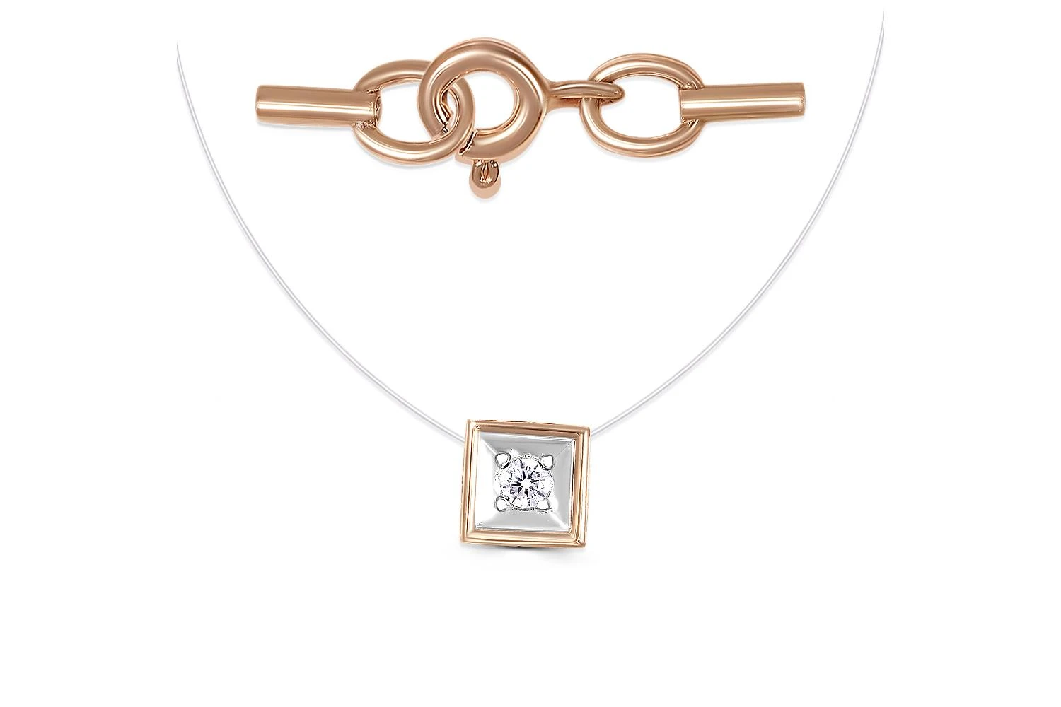 Колье Квадрат из красного золота с бриллиантом