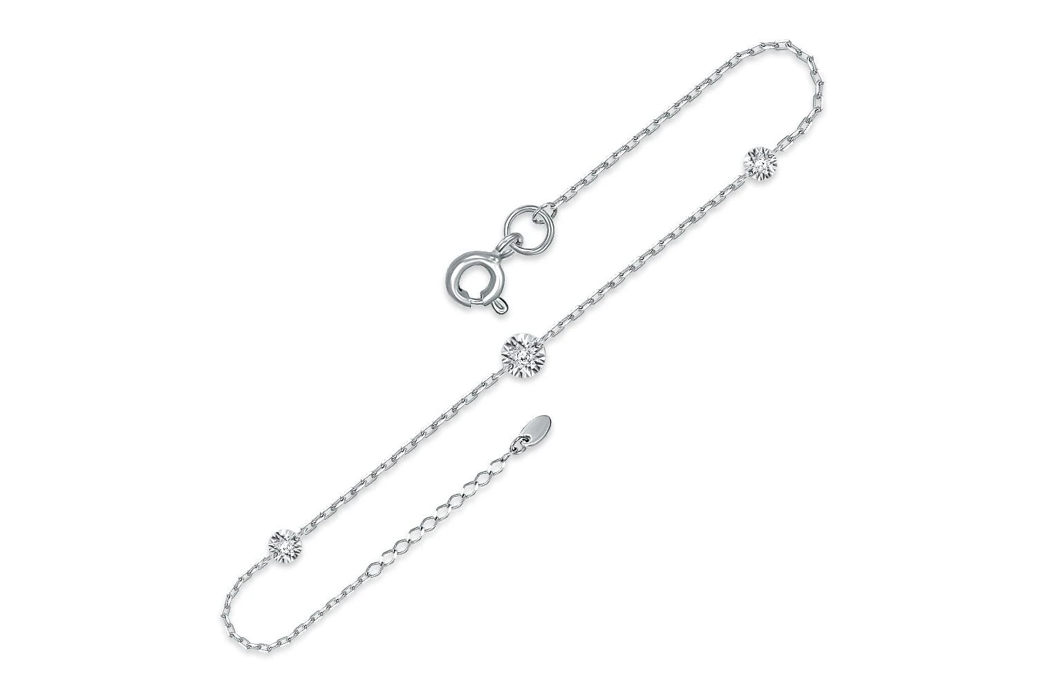 Браслет из белого золота с 3 бриллиантами