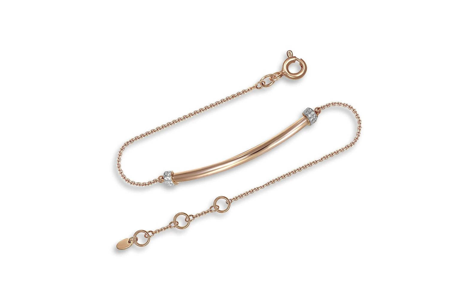 Браслет из красного золота с 20 фианитами