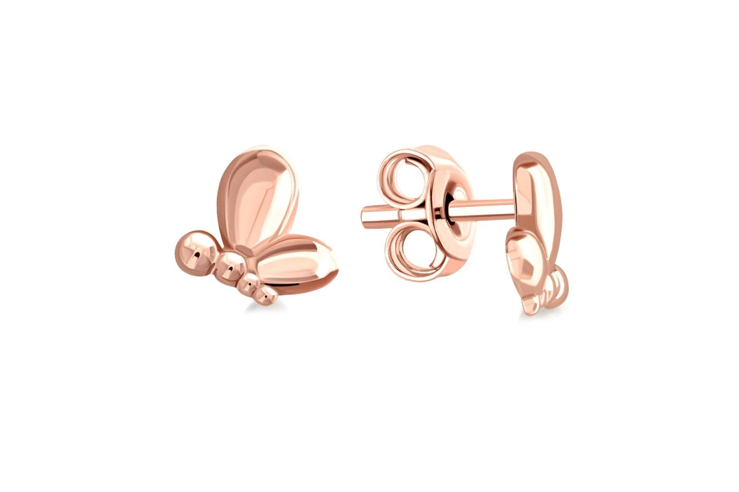 Серьги-пусеты Бабочки из красного золота без вставок