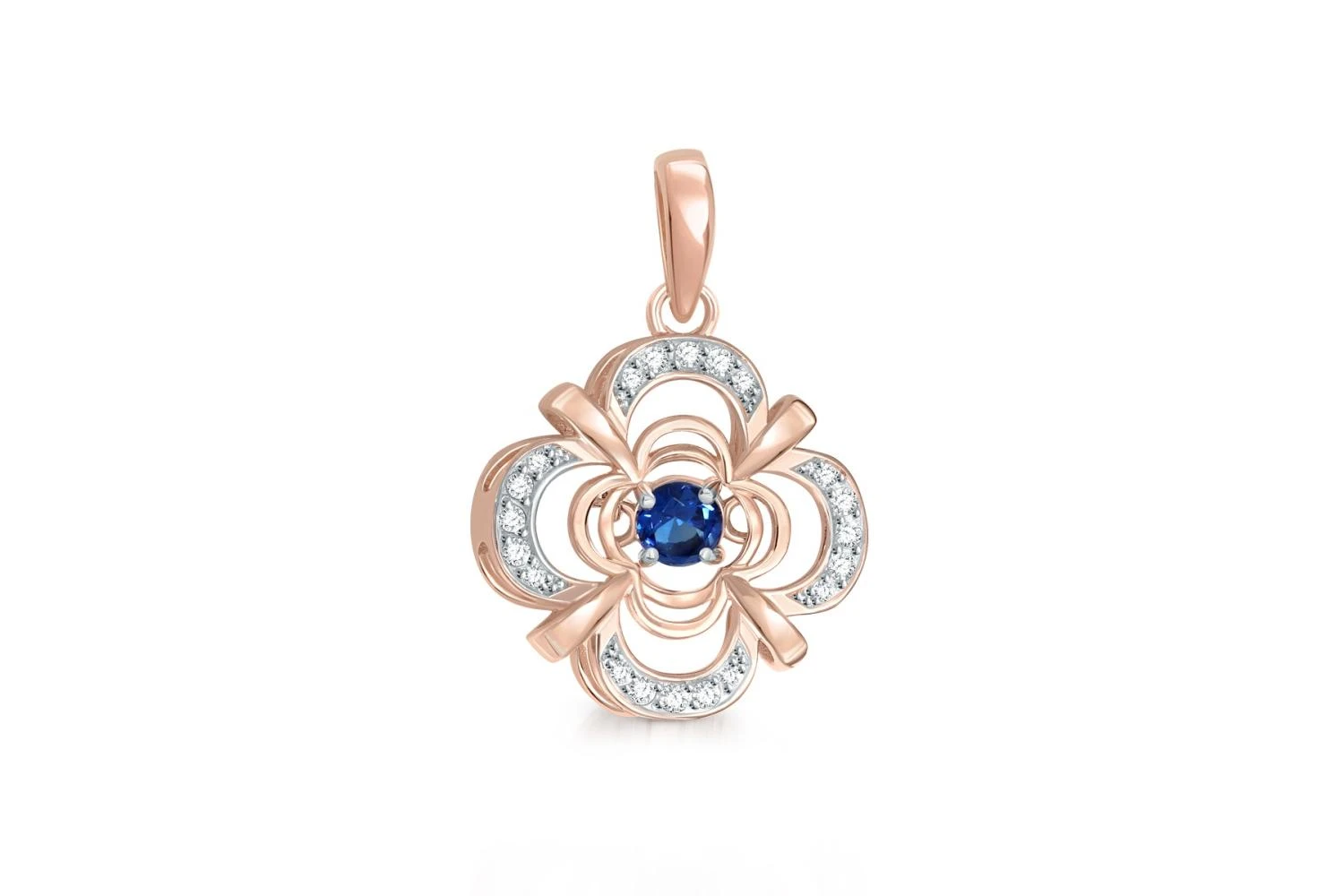 Подвеска Клевер из красного золота с 21 фианитами