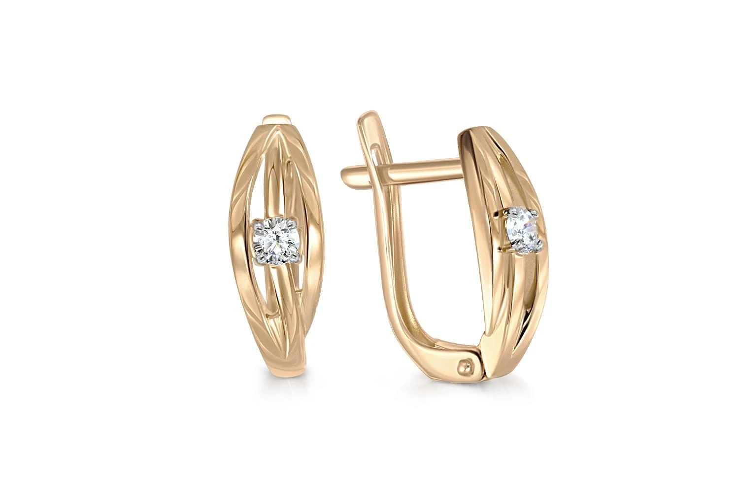 Серьги из жёлтого золота с 2 фианитами