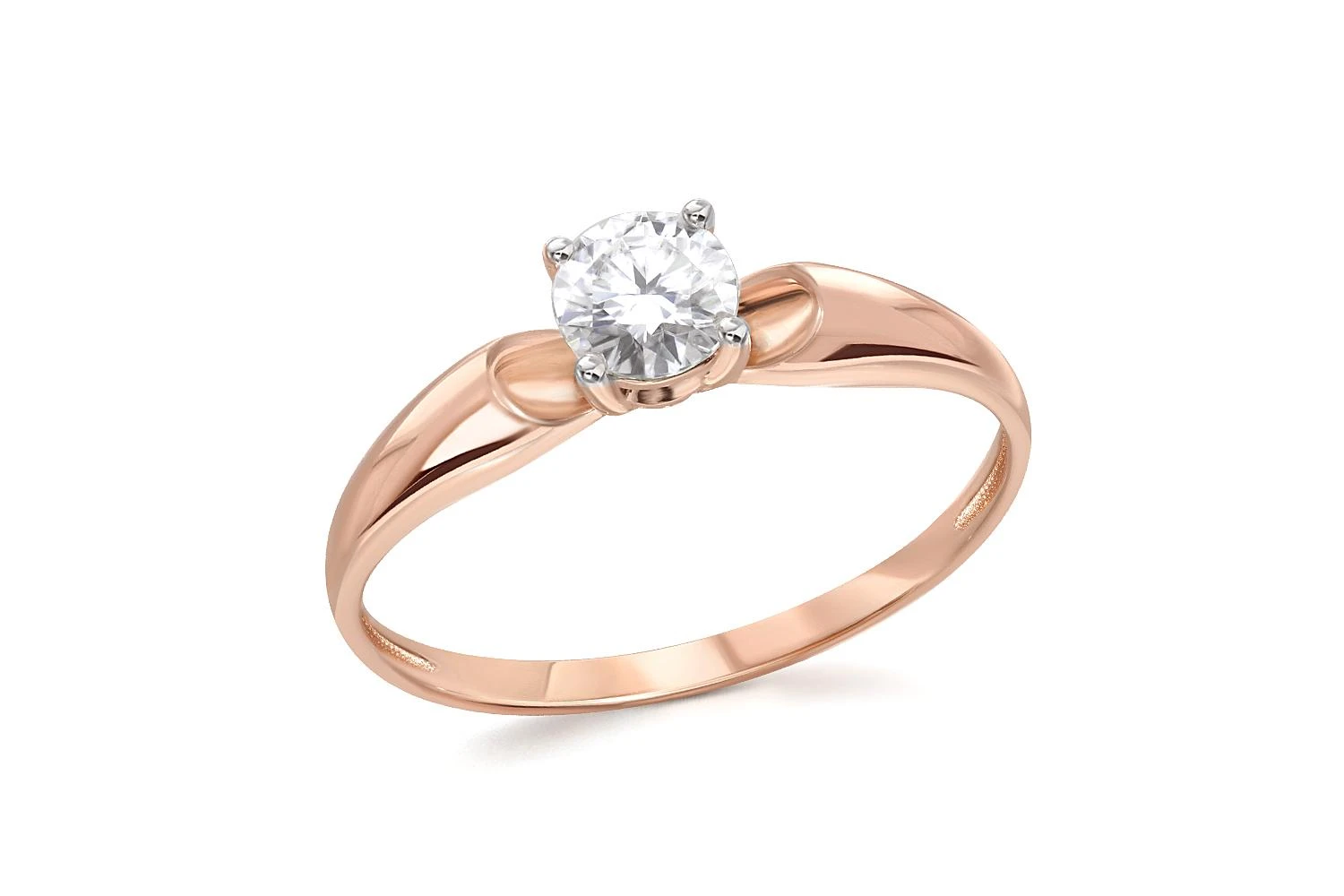 Кольцо из красного золота с муассанитом