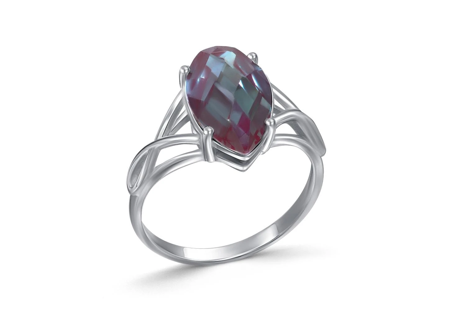 Кольцо из белого золота с александритом