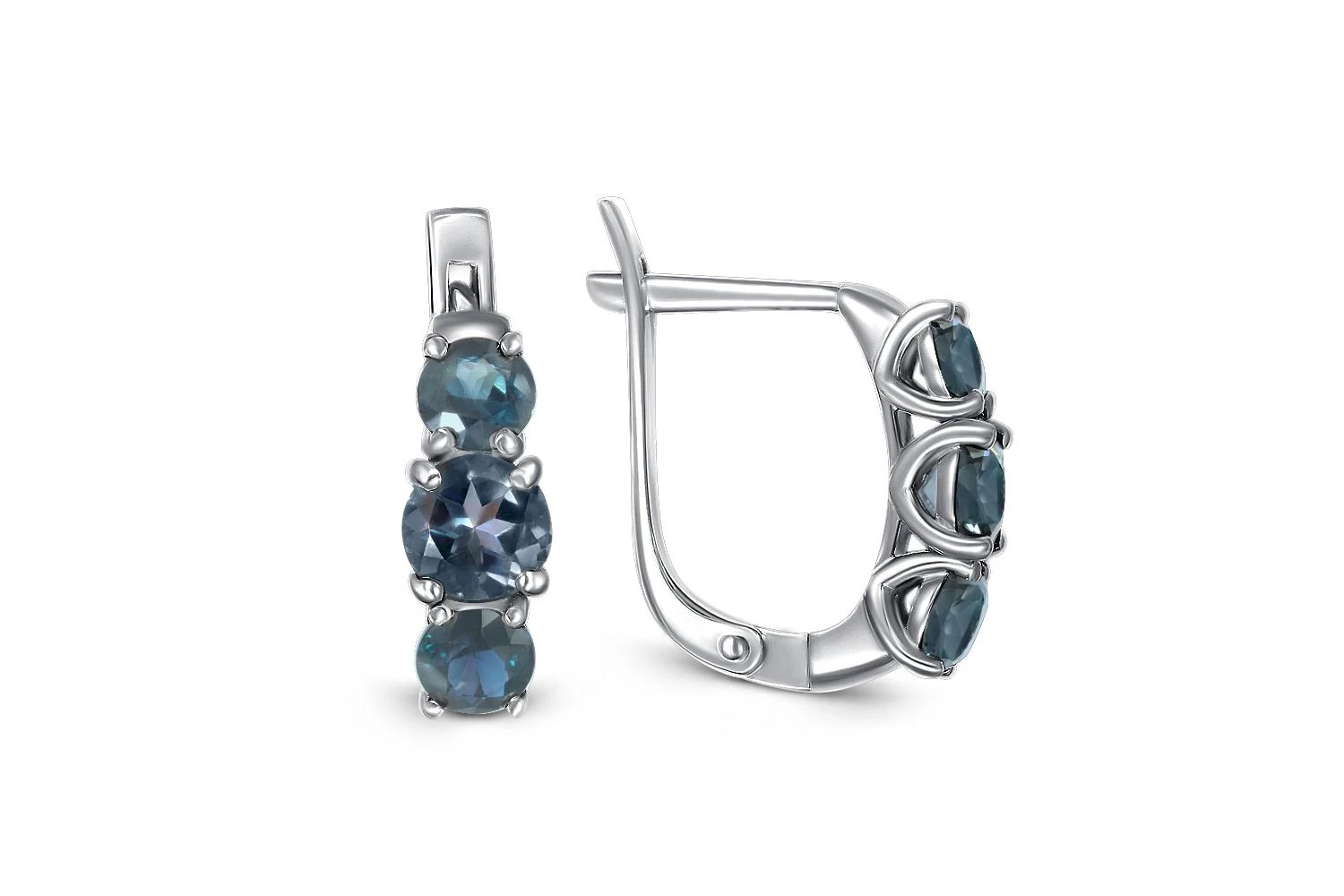 Серьги из белого золота с 6 топазами лондон