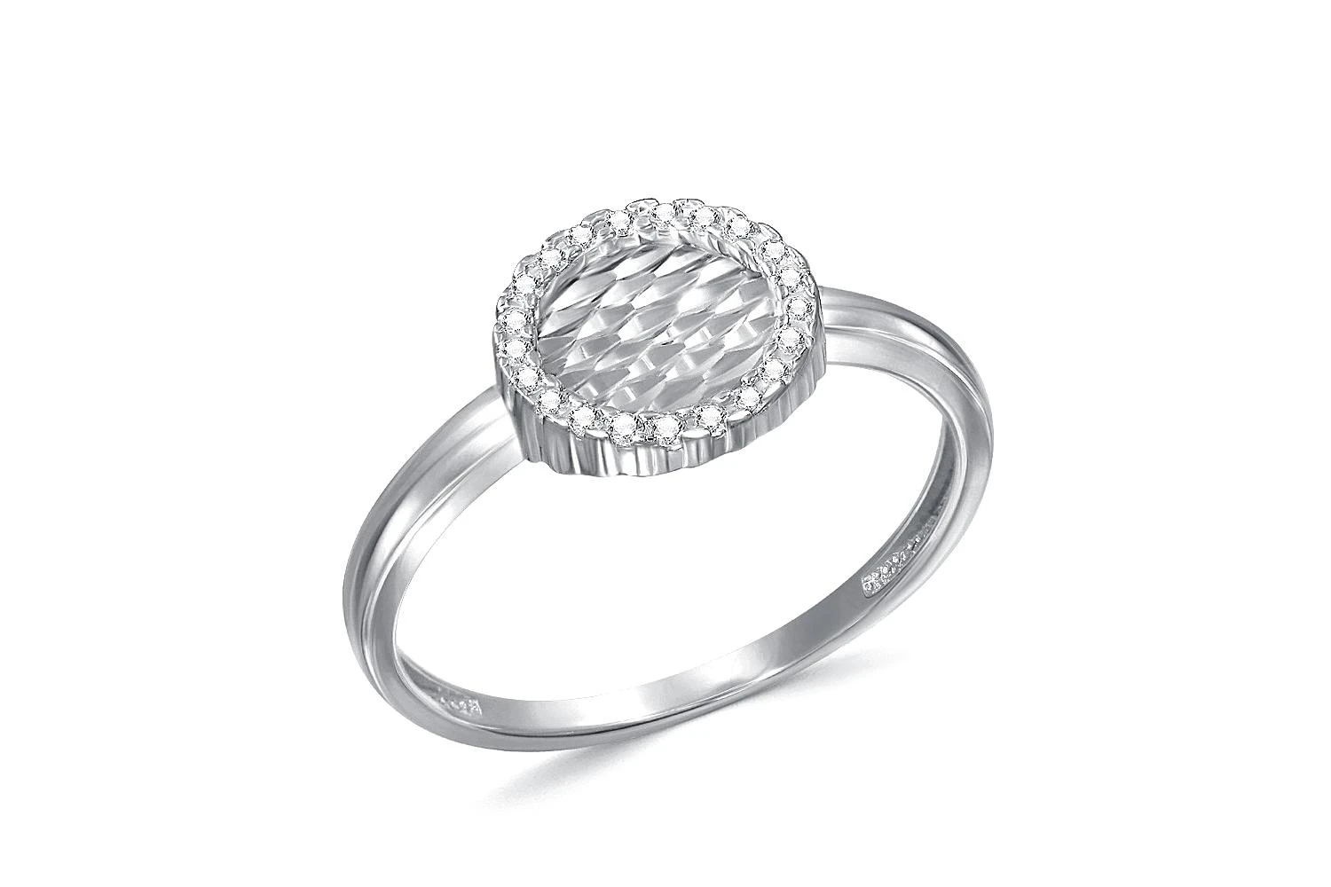 Кольцо из белого золота с 21 фианитами