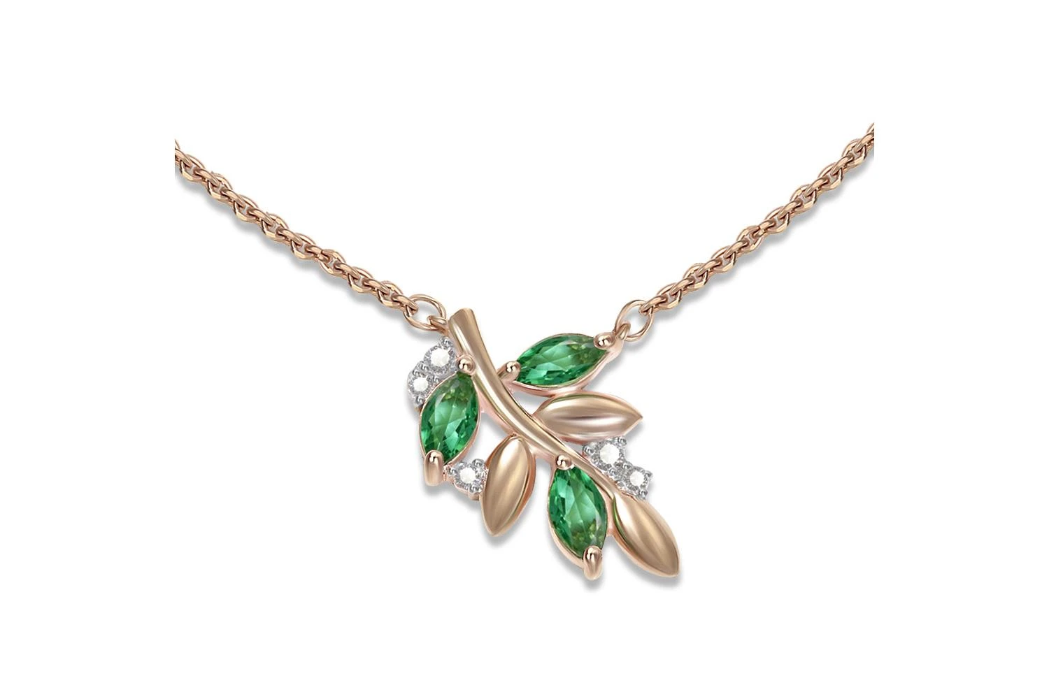 Колье Веточка из красного золота с 8 фианитами