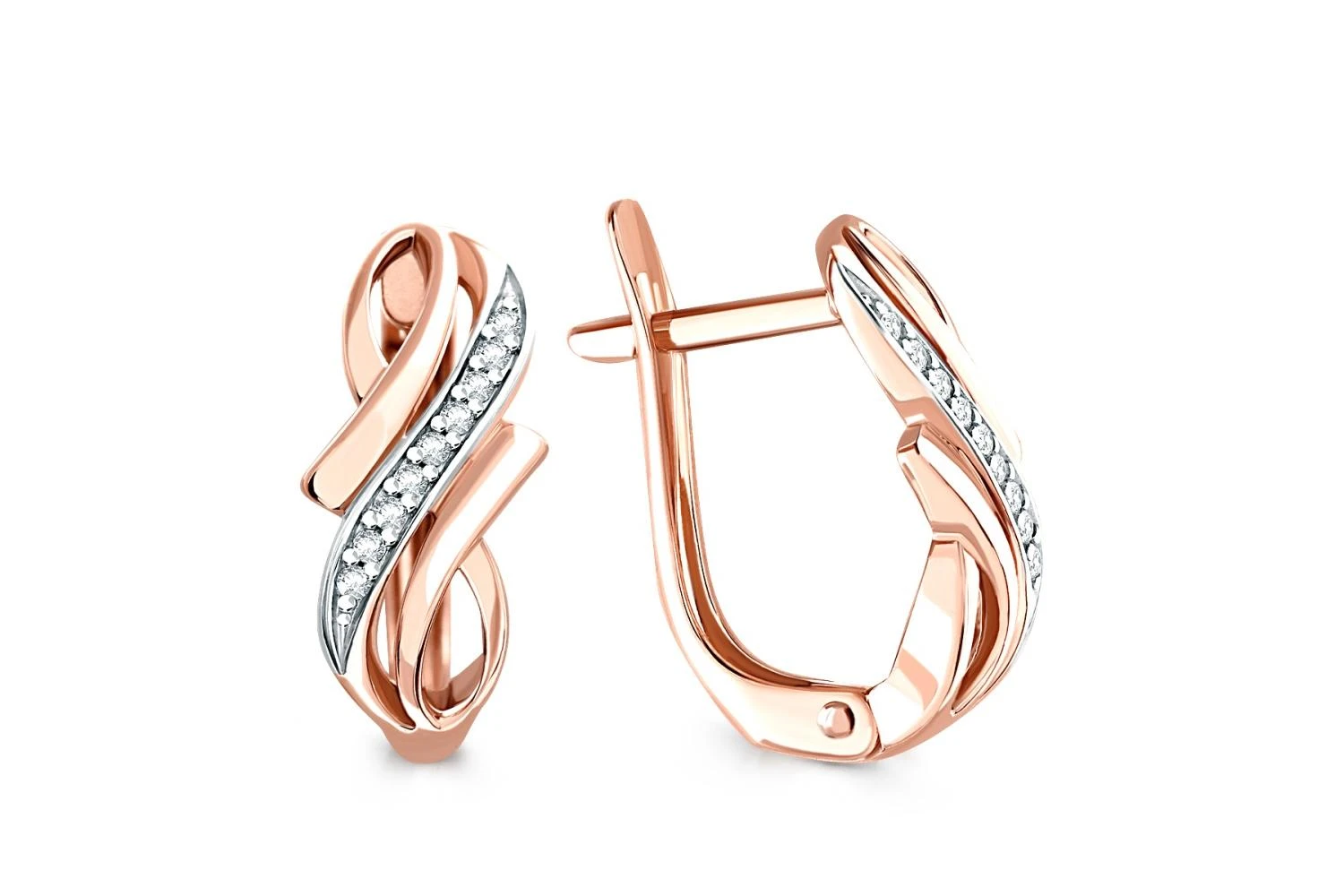 Серьги из красного золота с 18 бриллиантами