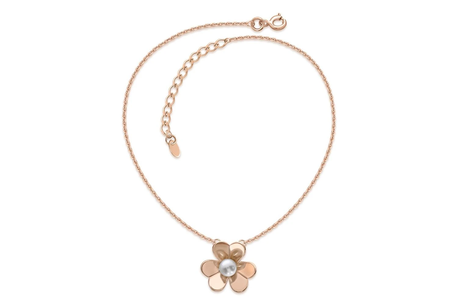 Колье Цветок из красного золота с жемчугом