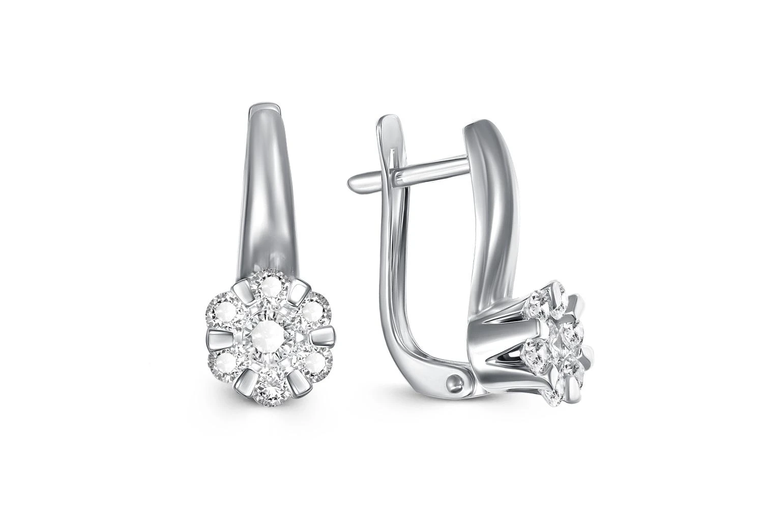 Серьги Малинки из белого золота с 14 бриллиантами