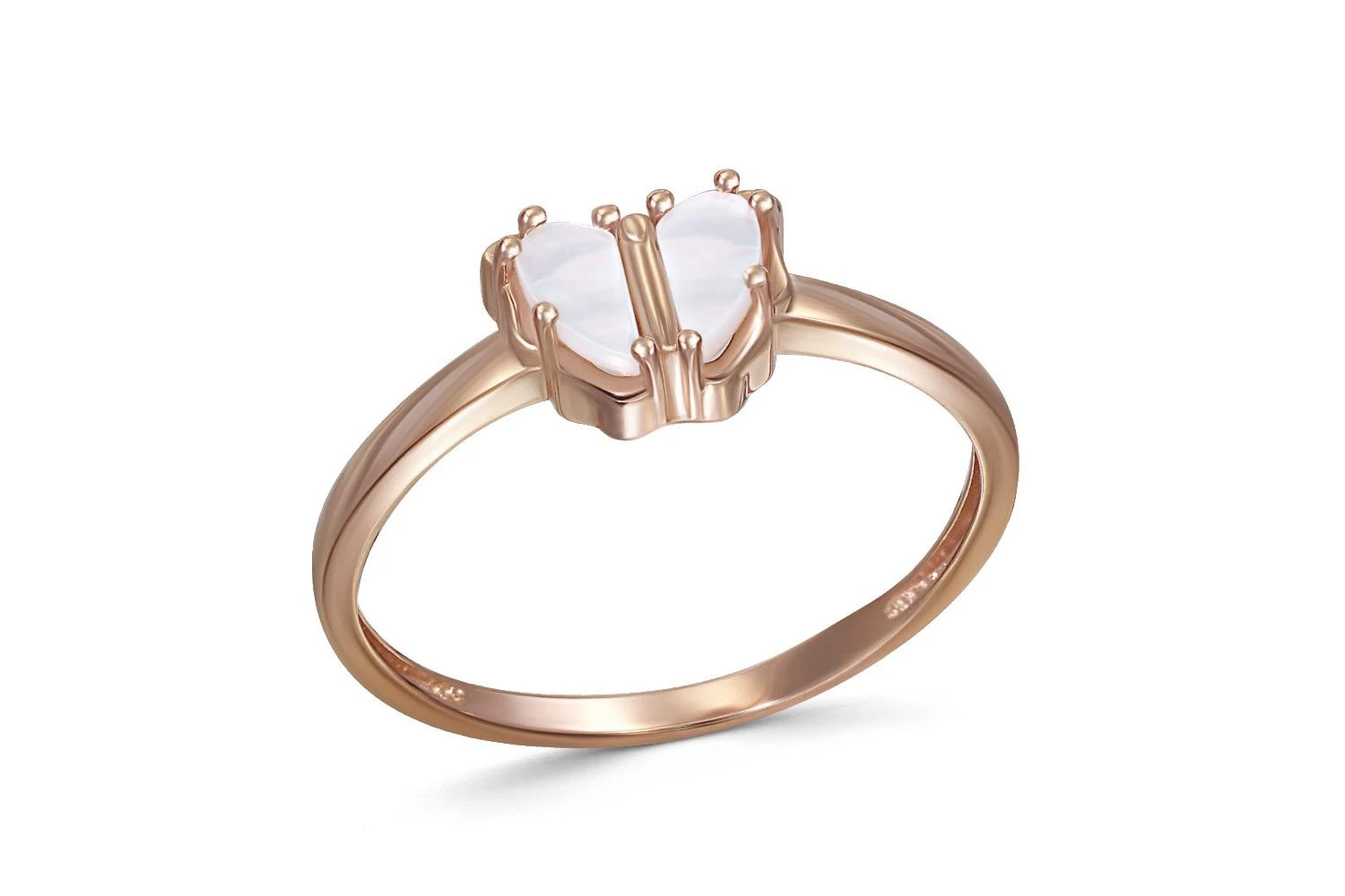 Детское кольцо Бабочка из красного золота с перламутром