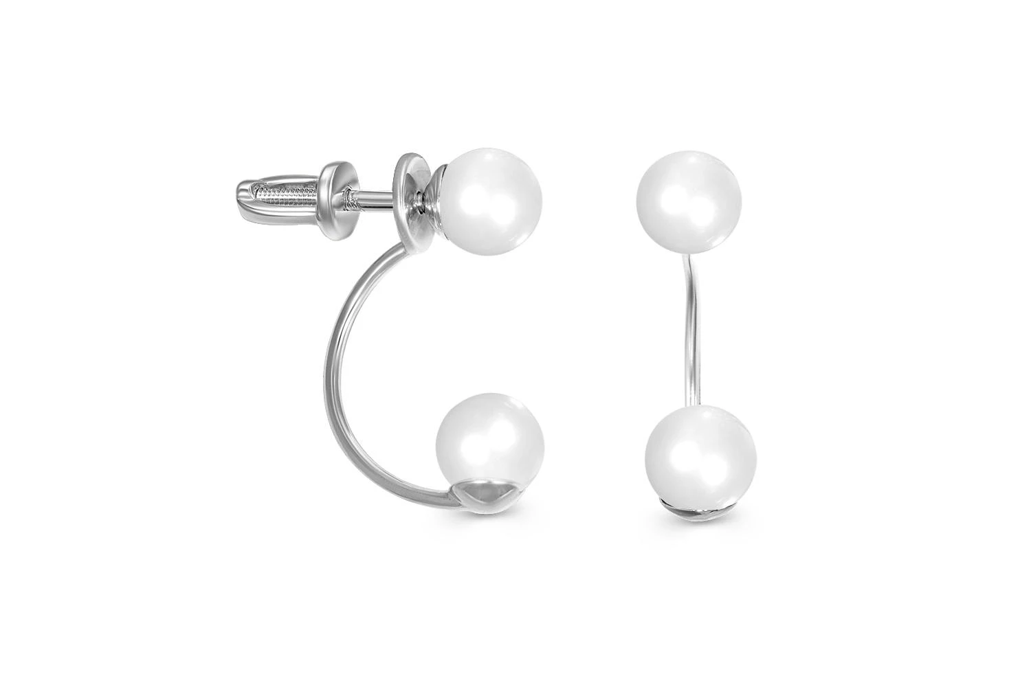Серьги-пусеты из белого золота с 4 жемчужинами