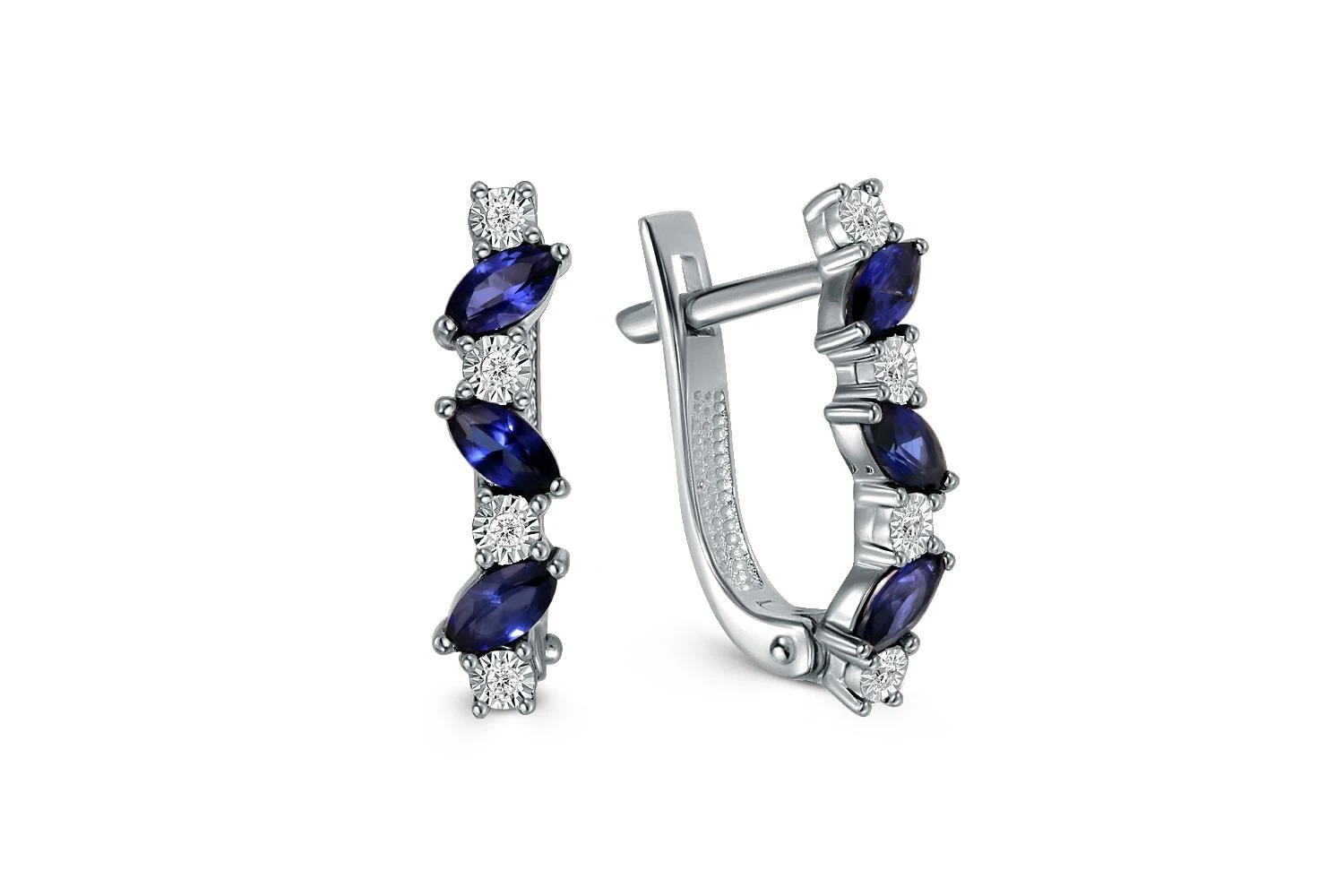 Серьги из белого золота с 6 сапфирами и 8 бриллиантами