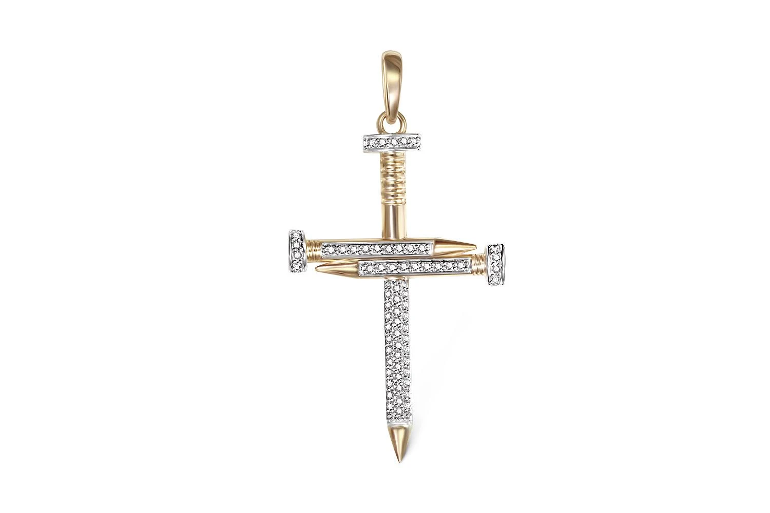 Подвеска Крест из жёлтого золота с 71 фианитами