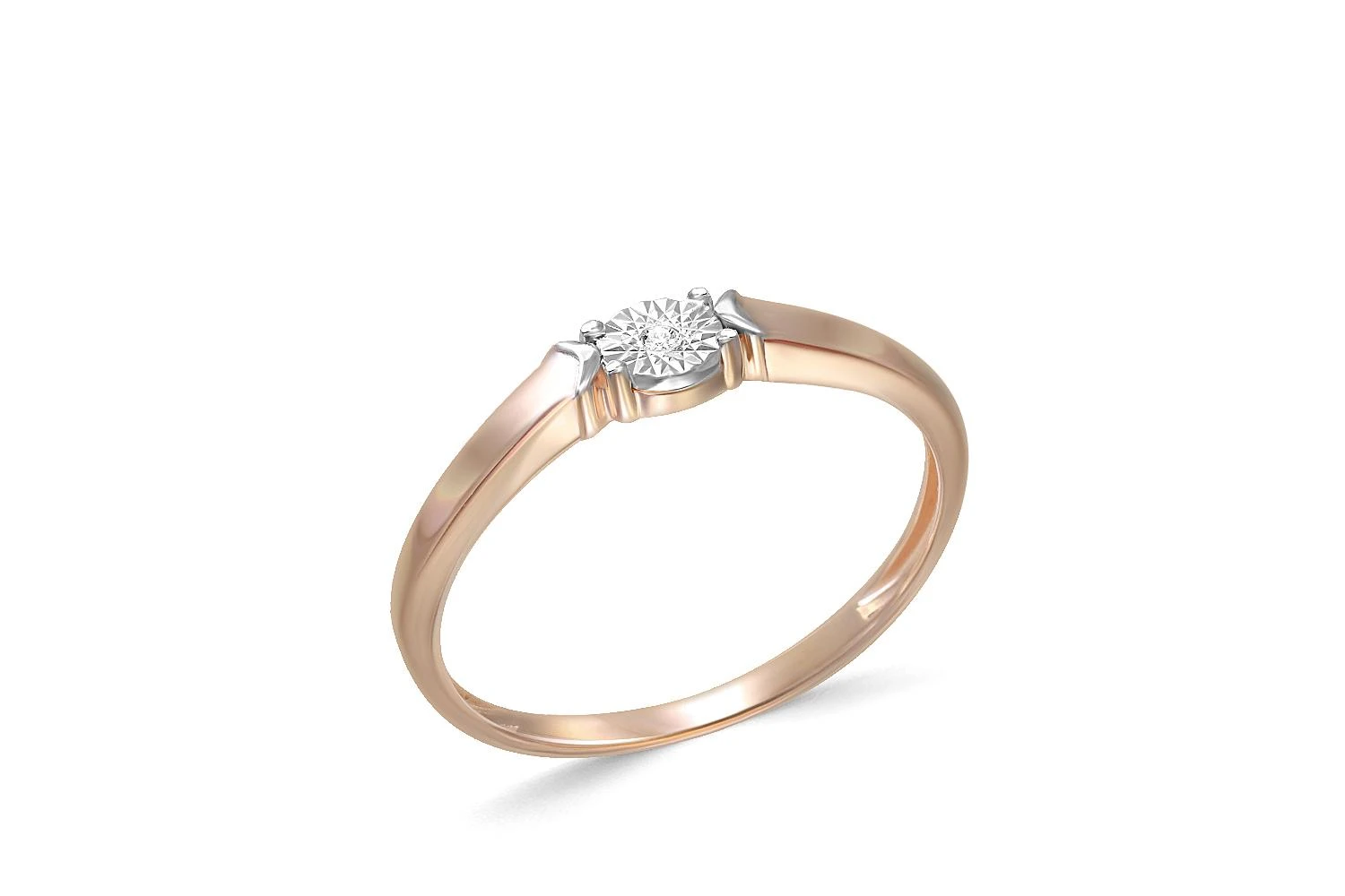 Кольцо из красного золота с бриллиантом