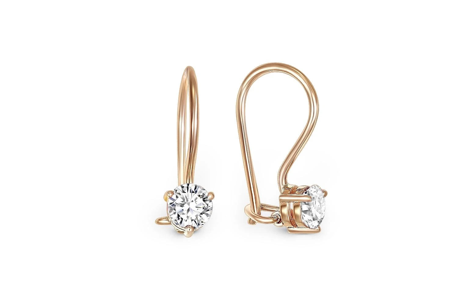 Детские серьги из красного золота с 2 фианитами