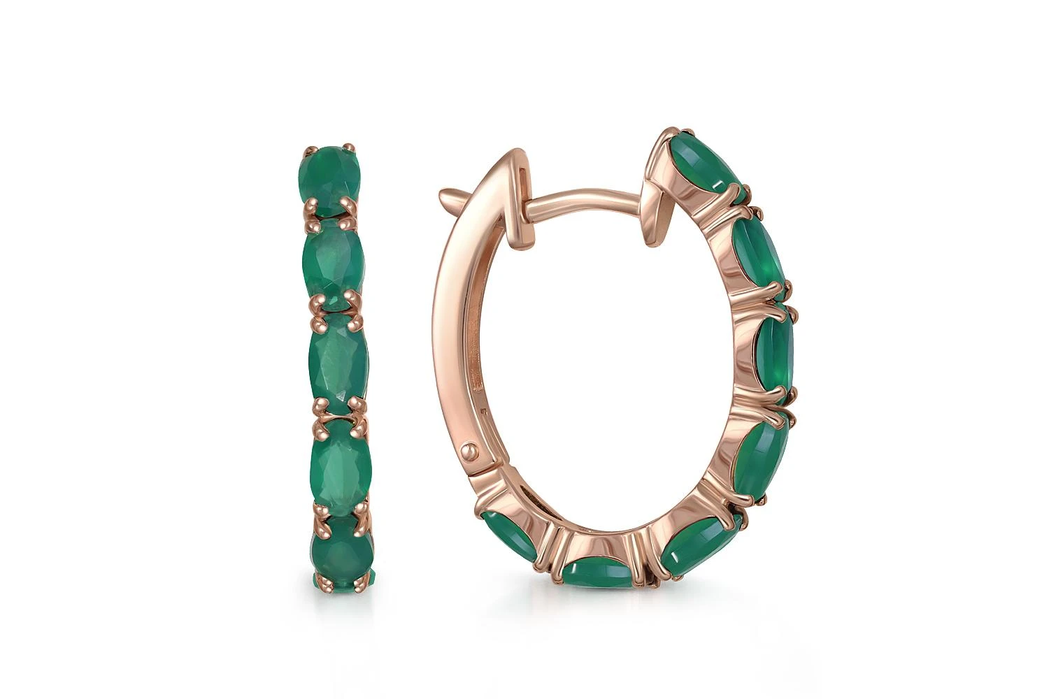 Серьги из красного золота с 14 агатами