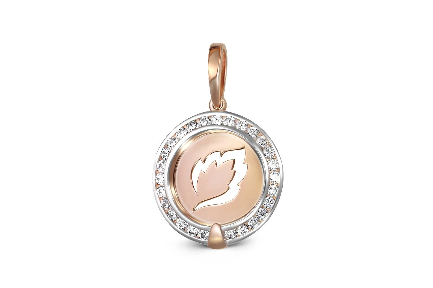 Подвеска Веточка из красного золота с 27 фианитами