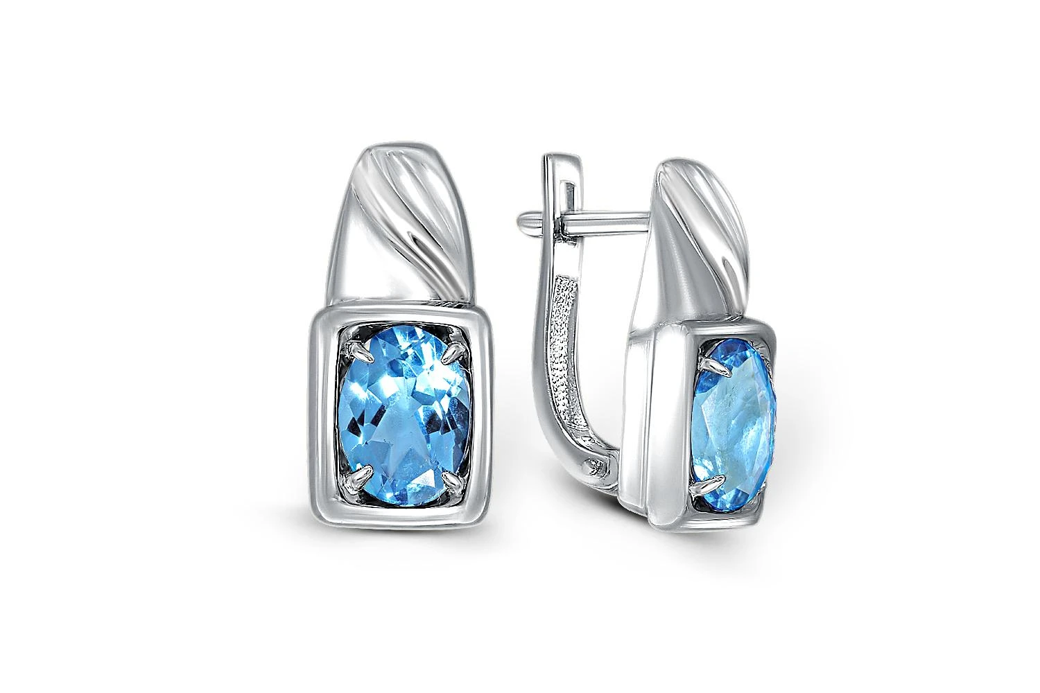 Серьги из белого золота с 2 ситаллами