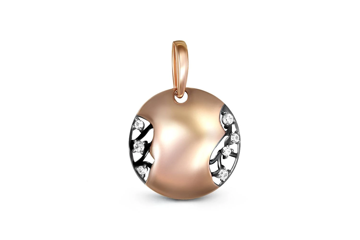 Подвеска Веточка из красного золота с 7 фианитами