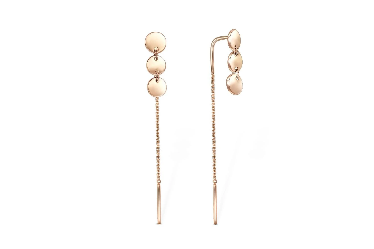 Серьги-продёвки Круги из красного золота без вставок