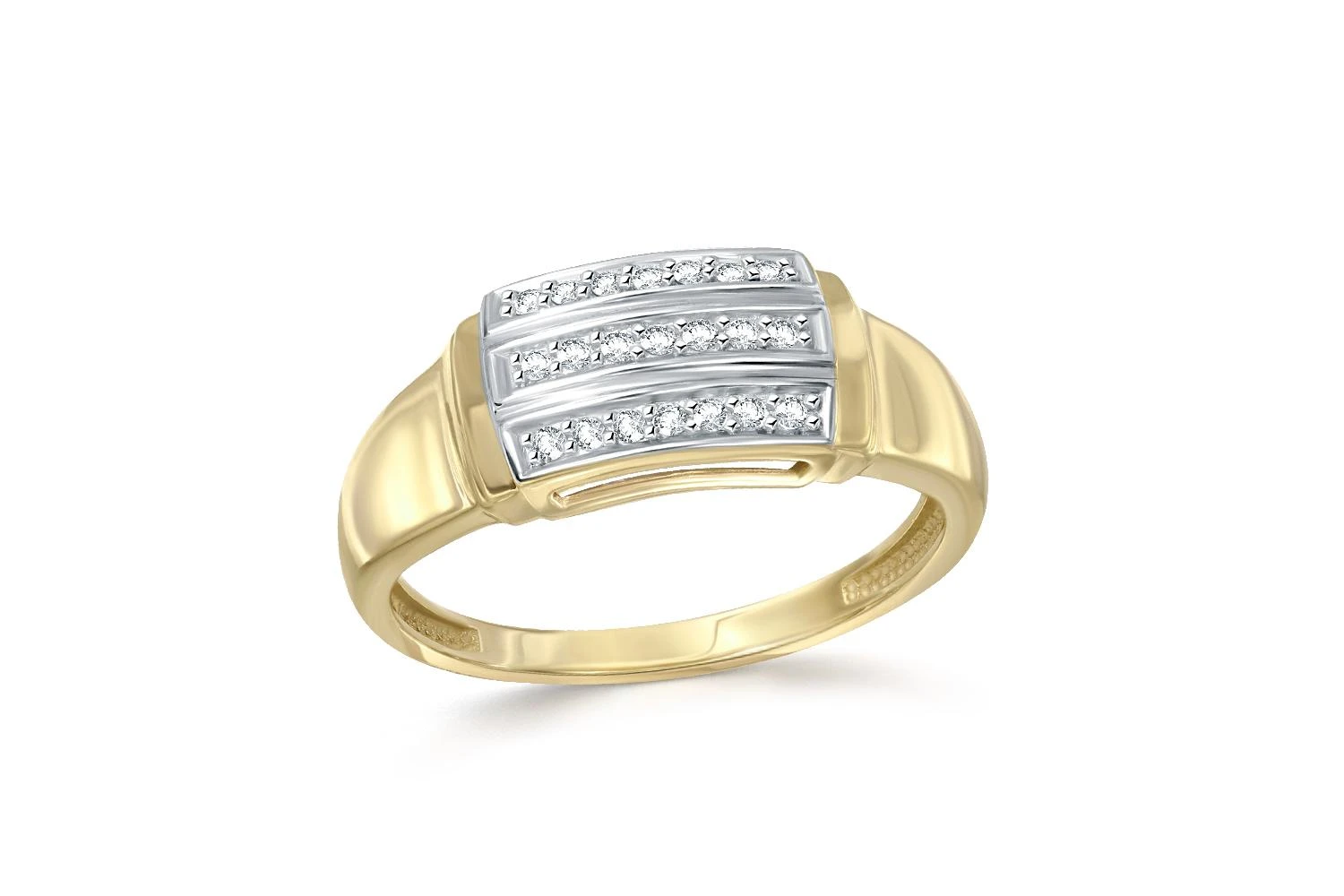 Кольцо из жёлтого золота с 21 фианитами