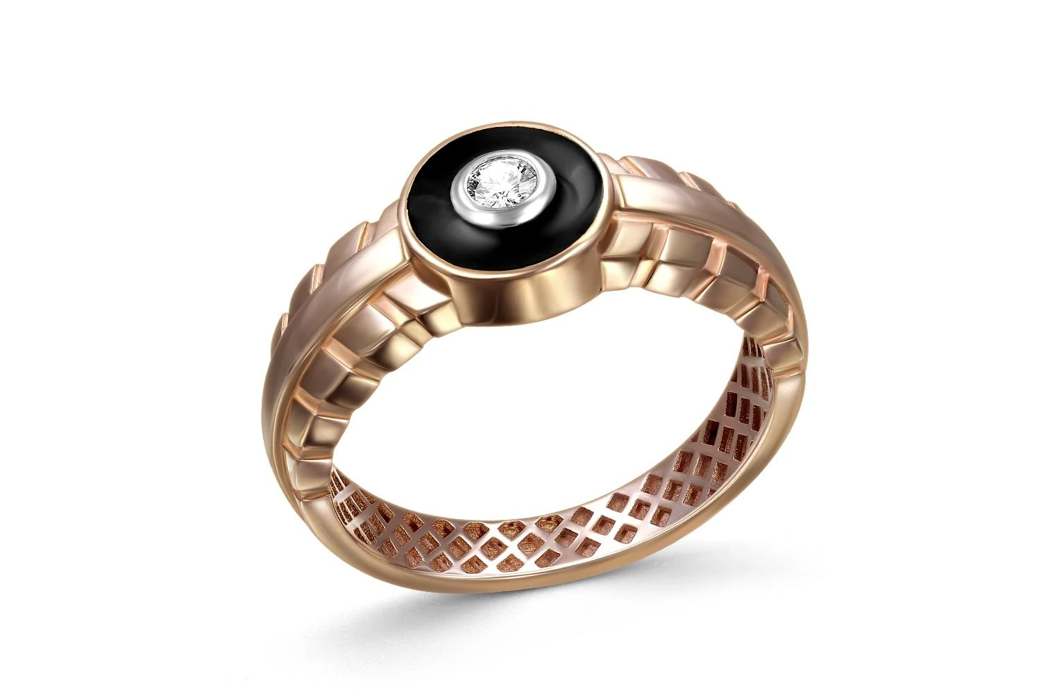 Печатка из красного золота с бриллиантом