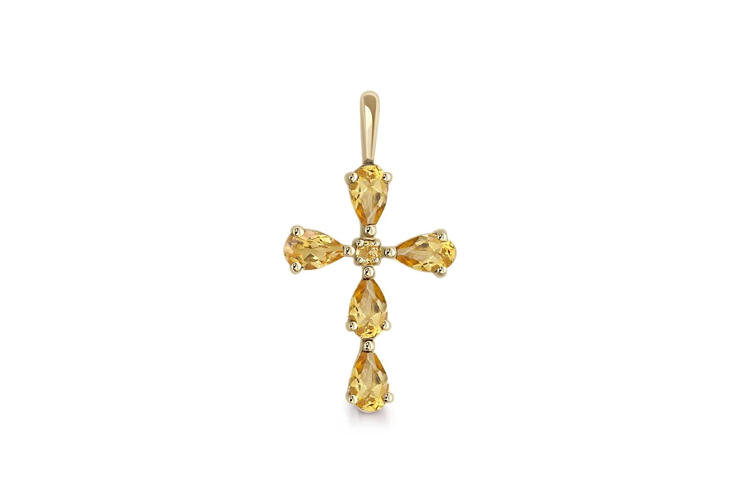 Крест из жёлтого золота с 6 цитринами