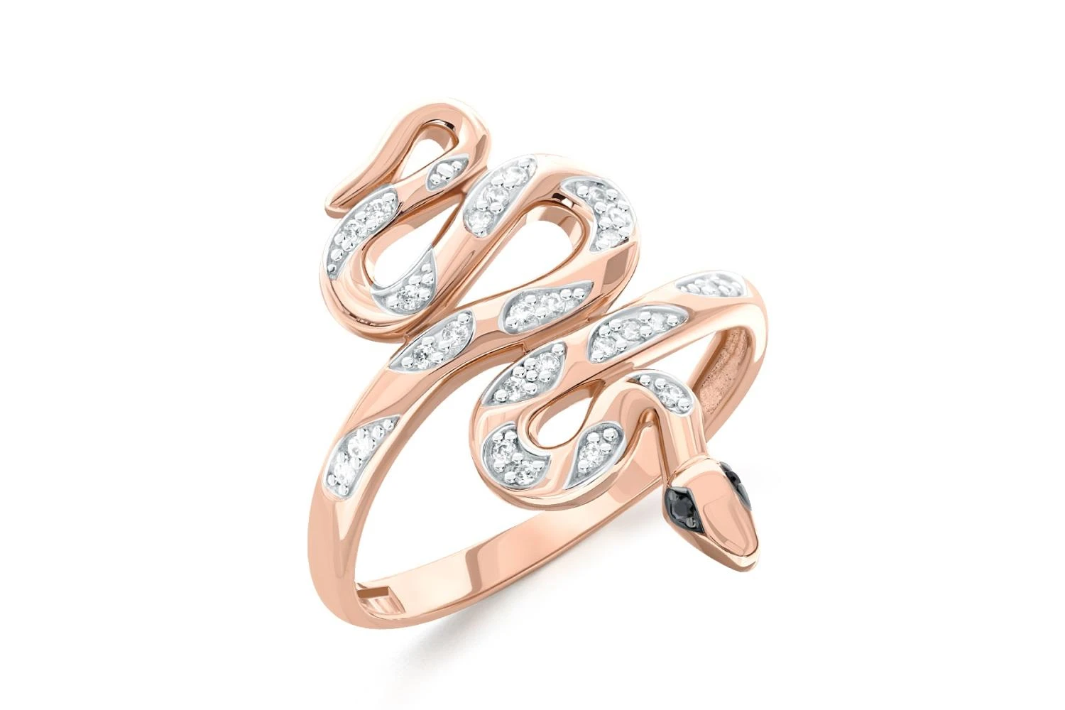 Кольцо Змея из красного золота с 28 бриллиантами