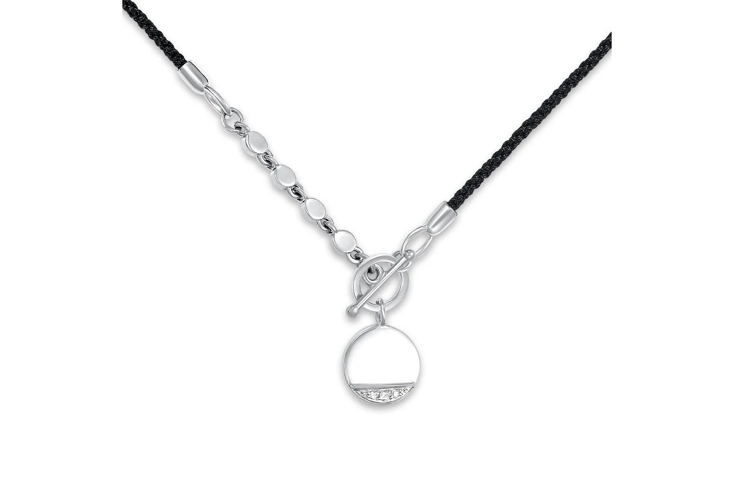 Колье с круглым подвесом из белого золота с 3 фианитами